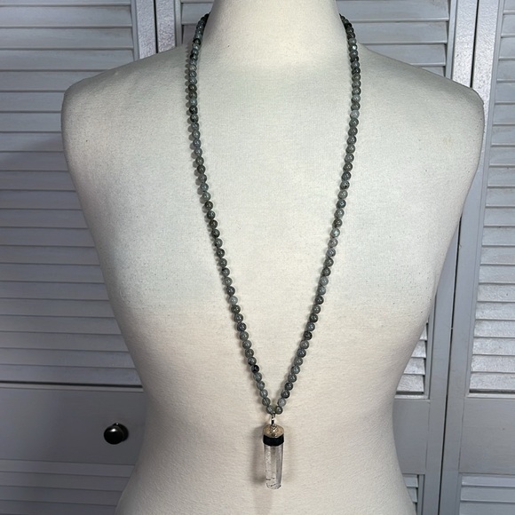 HANDMADE, Romantic Boho Necklace | Quartz Crystal & Labradorite for the Heart. - Picture 1 of 12